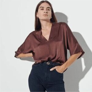 R | Label The Reset Chestnut Brown V-Neck Pullover